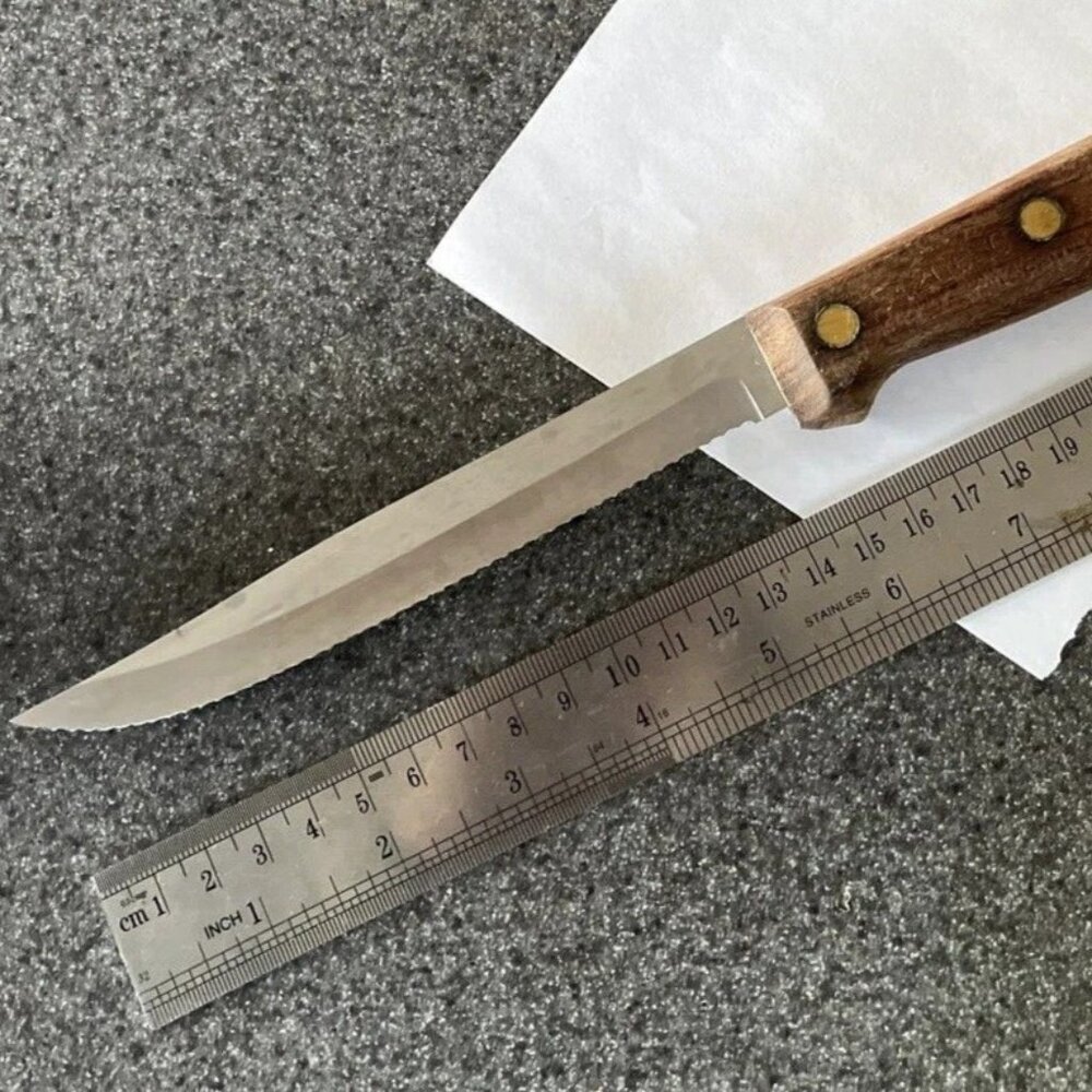 VINTAGE DEXTER 11-inch Serrated blade wooden handle